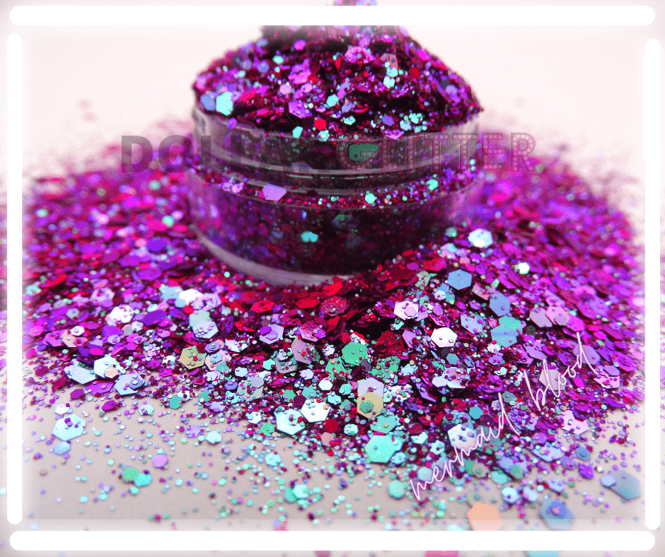 Chunky Mix Solvent Resistant Blinggasm Polyester Glitter 1.75 oz By Weight  #18 LB800 PURPLE HOLOGRAPHIC