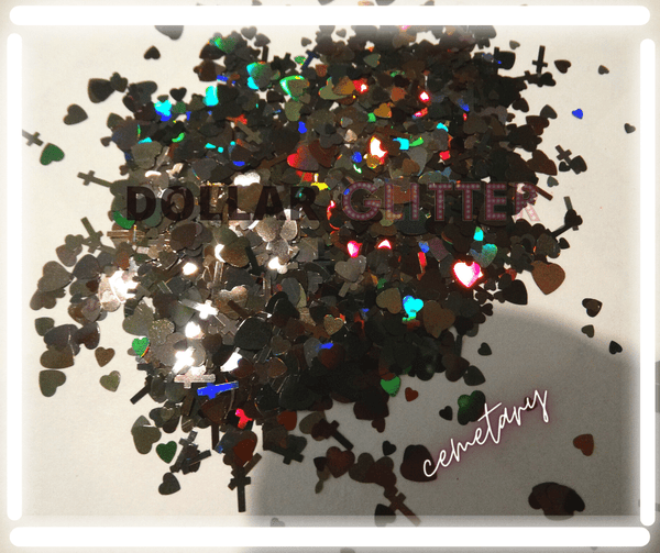 black cross shape glitter for halloween and scary movie crafts