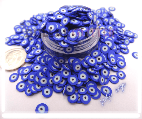Side Eye Evil Eye Blue Hamsa Fimo Polymer Clay Superstitious Slice for nails