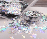 cross and heart shape  silver holographic glitter for tumblers