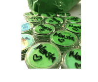 containers of neon green mica